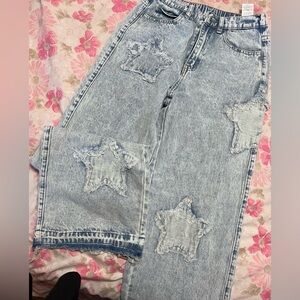 Shein kids 14y distressed star baggy jeans